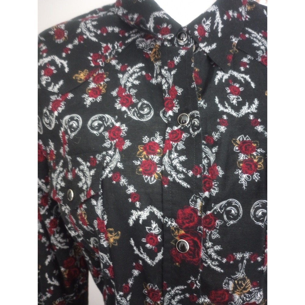 Shyanne Western Shirt Womens L Black Pearl Snap Western Whimsigoth Cowgirl Rodeo - Picture 8 of 10